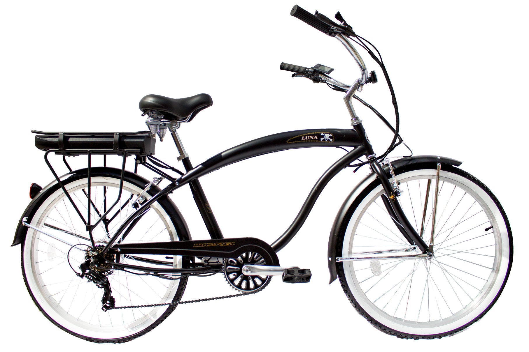 Micargi Luna Electric Bike 26" Cruiser Male Frame Matte Black (EB-LUNA-M-MBK) 350W Top Speed 23 MPH