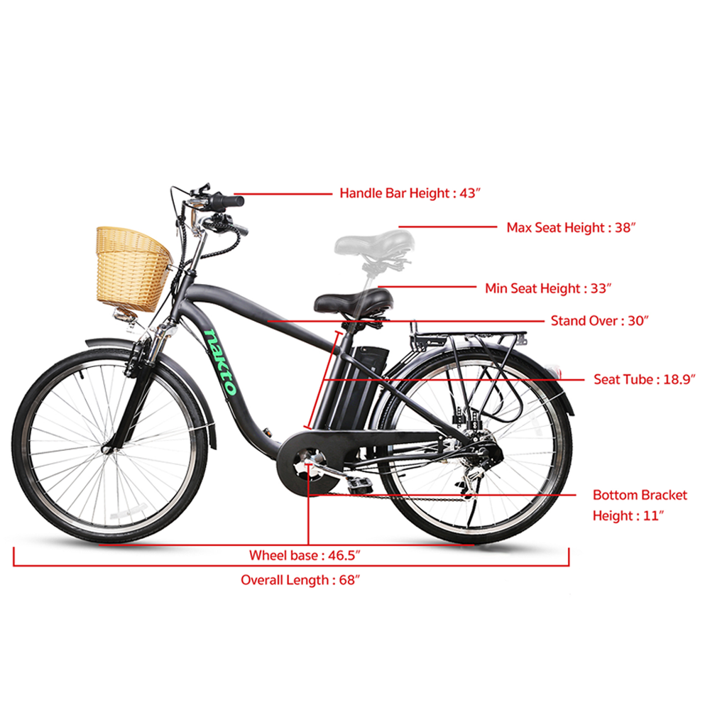 Nakto Camel 250W Electric Bike, Male Frame (A020100006) Top Speed 25 MPH