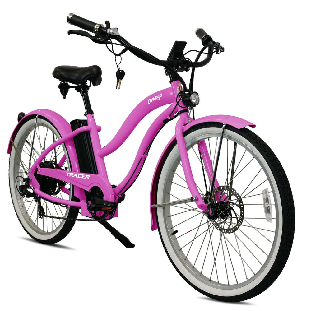 Tracer OMEGA Electric Bike 26" 7 Speed Beach Cruiser, Female Frame (EB-OMEGA-F)