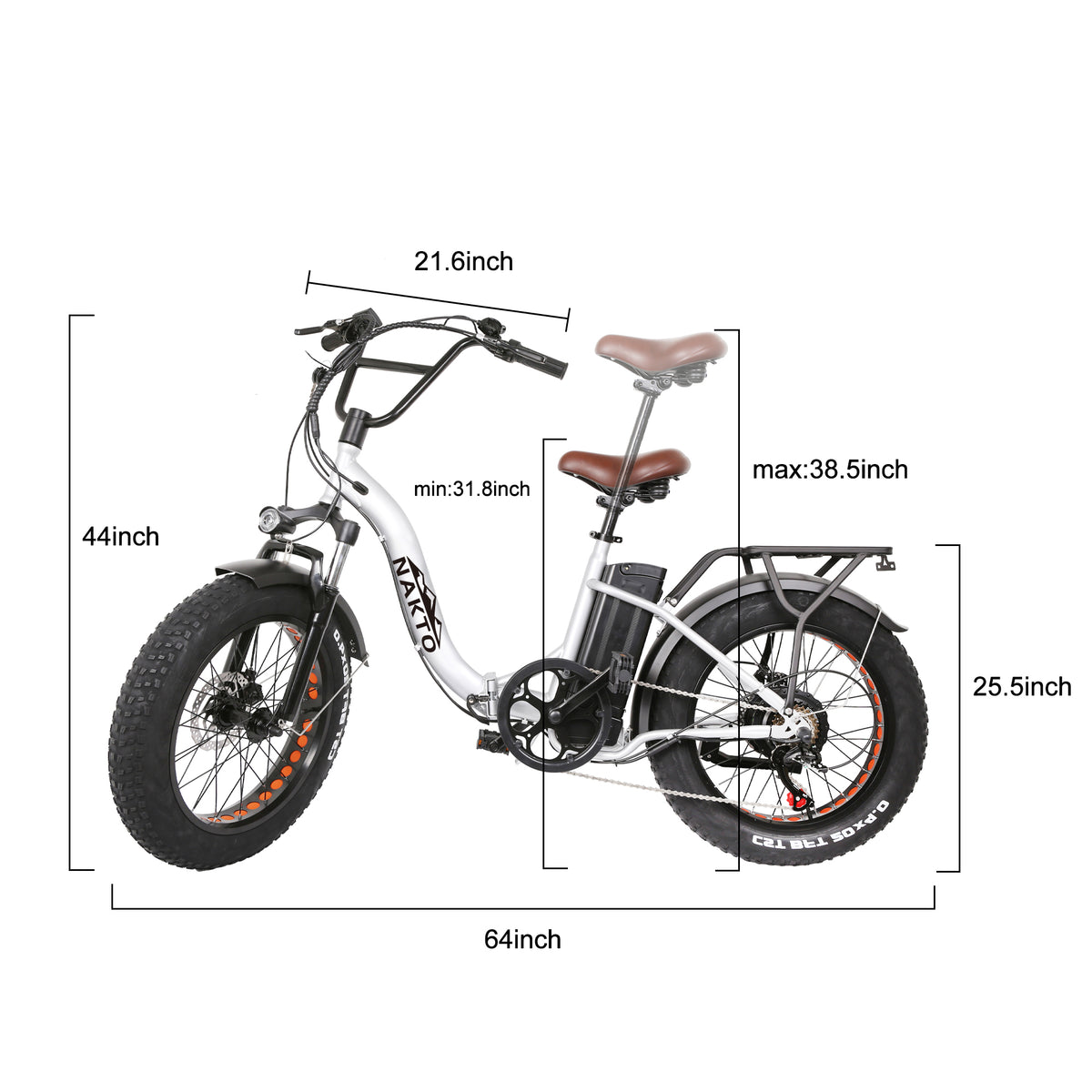 Nakto Folding OX Electric Bike (A020100026 Black/A020100025 Silver), 500W Top Speed 20MPH