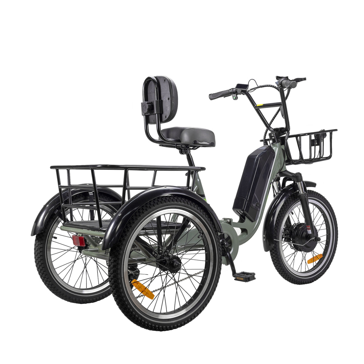 NAKTO S02 Electric Trike, 500W Motor, Top Speed 12mph, 48V/16Ah Battery, 60-Mile Range, Dual Disc Brakes, 20"x4" Tires, 400lbs Capacity