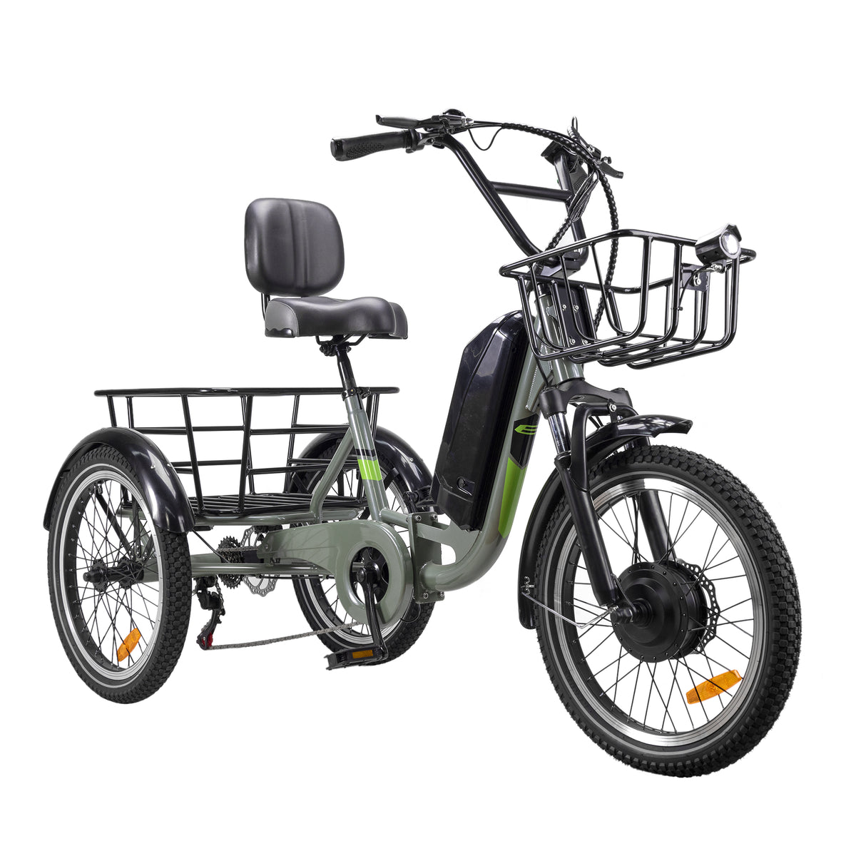 NAKTO S02 Electric Trike, 500W Motor, Top Speed 12mph, 48V/16Ah Battery, 60-Mile Range, Dual Disc Brakes, 20"x4" Tires, 400lbs Capacity