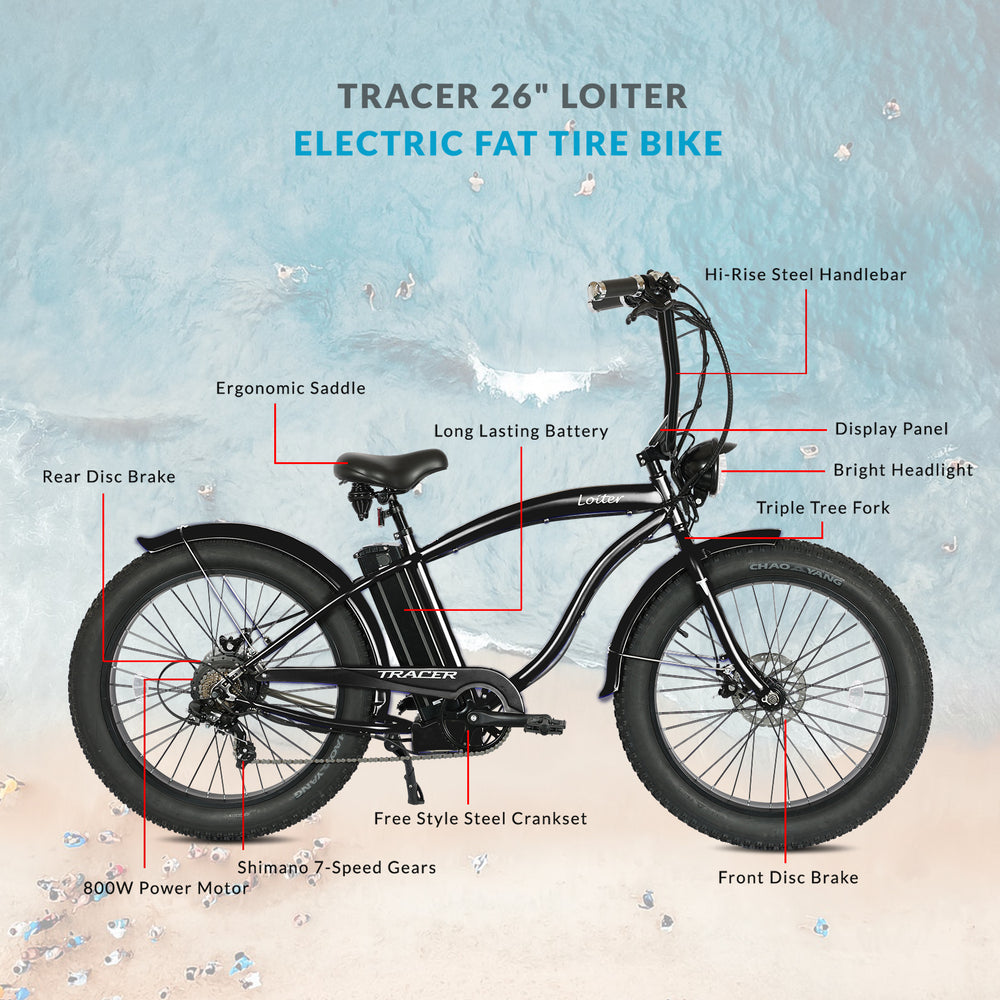 Tracer Loiter Electric Bike 26" 48V 800W Cruiser (EB-LOITER)