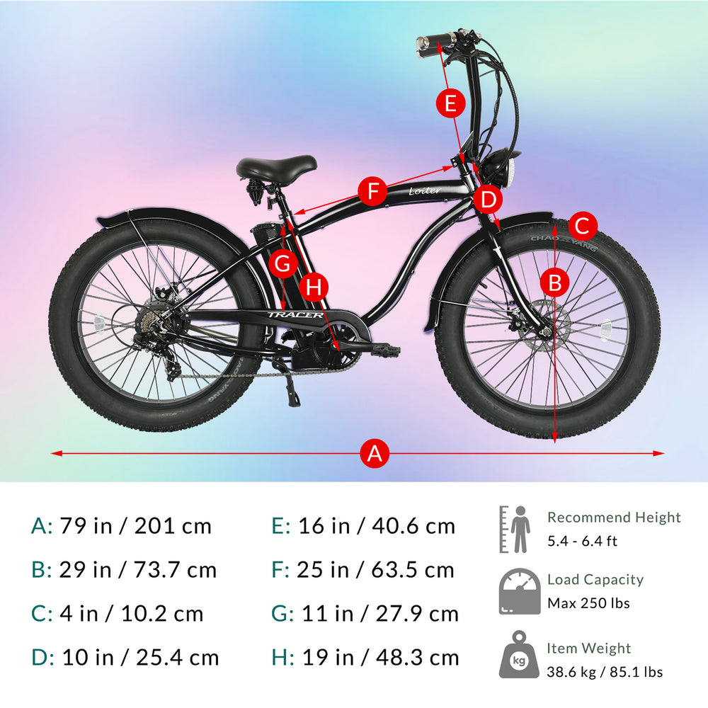 Tracer Loiter Electric Bike 26" 48V 800W Cruiser (EB-LOITER)