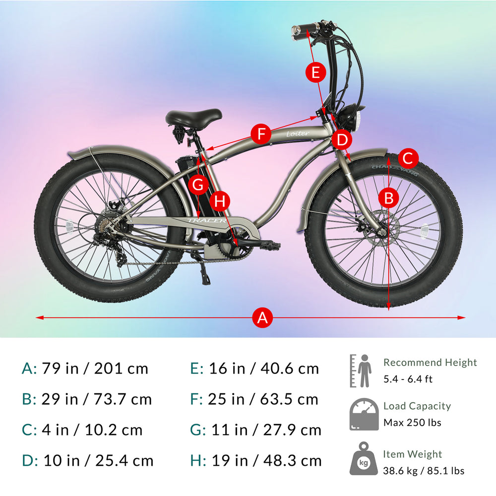 Tracer Loiter Electric Bike 26" 48V 800W Cruiser (EB-LOITER)