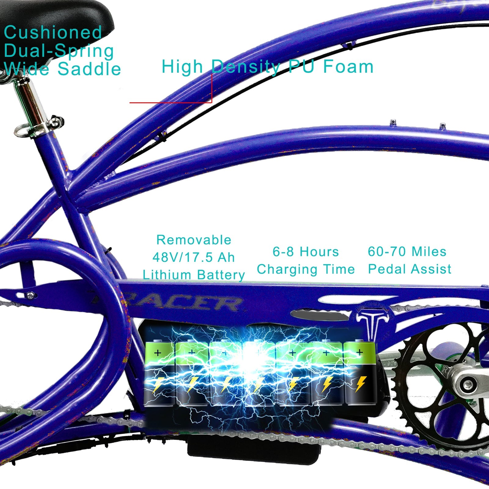 Tracer Beyond Pro Electric Bike 26'' Classic Stretch Chopper (EB-BEYOND PRO)