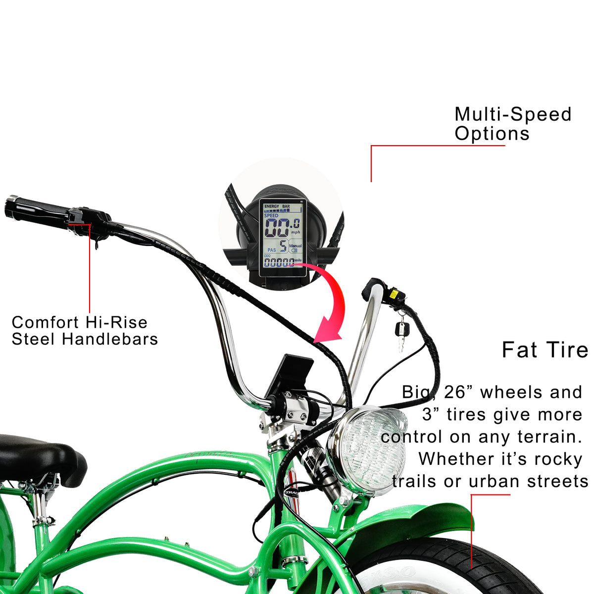 Tracer Beyond Pro Electric Bike 26'' Classic Stretch Chopper (EB-BEYOND PRO)
