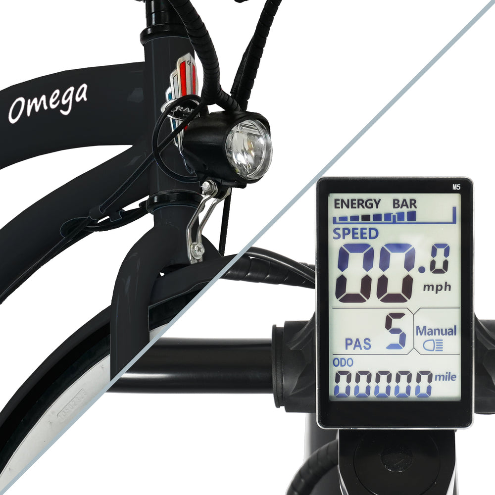 Tracer OMEGA Electric Bike 26" 7 Speed Beach Cruiser, Female Frame (EB-OMEGA-F)