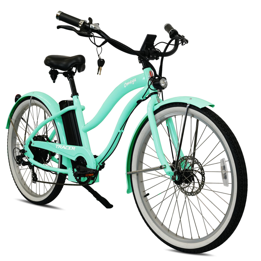 Tracer OMEGA Electric Bike 26" 7 Speed Beach Cruiser, Female Frame (EB-OMEGA-F)