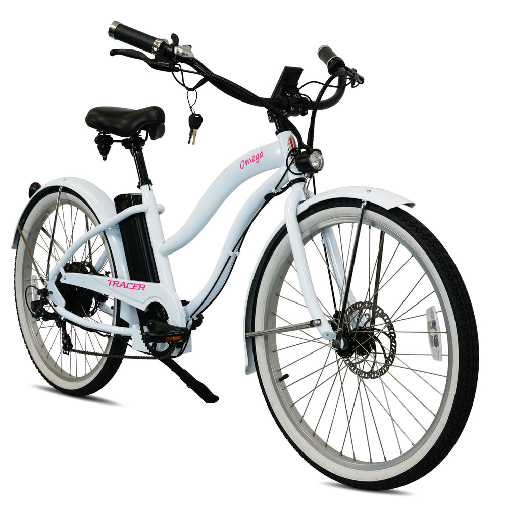 Tracer OMEGA Electric Bike 26" 7 Speed Beach Cruiser, Female Frame (EB-OMEGA-F)