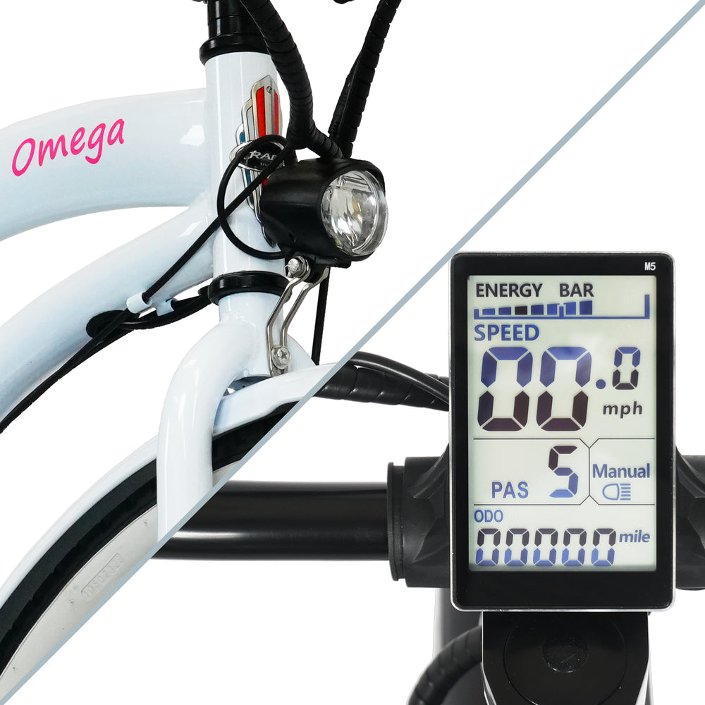 Tracer OMEGA Electric Bike 26" 7 Speed Beach Cruiser, Female Frame (EB-OMEGA-F)
