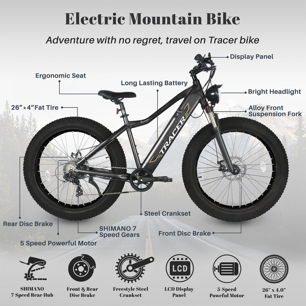 Tracer Tacoma Electric Bike 26"800W Fat Tire w/ Dual Suspensions (EB-TACOMA)