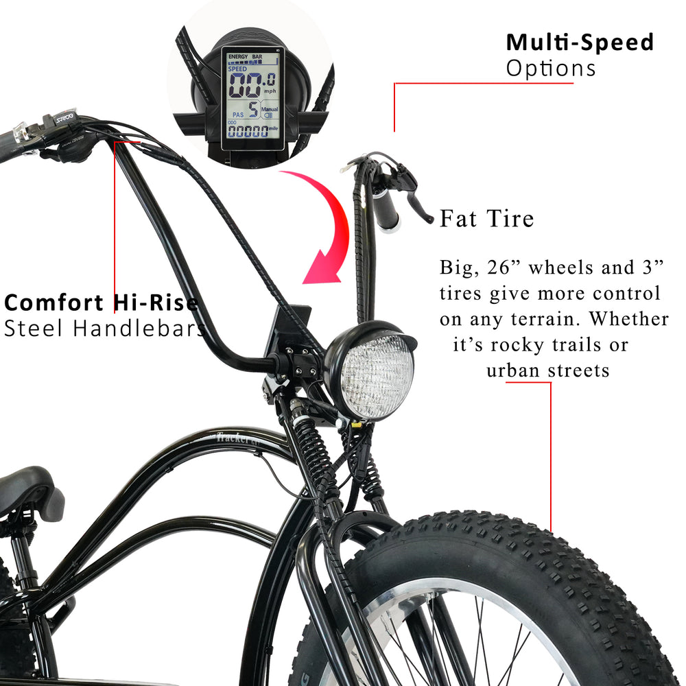 Tracer Tracker DS7 Electric Bike 26" 7 Speed Stretch with Classic Dual Springer Fork (EB-TRACKER DS7)
