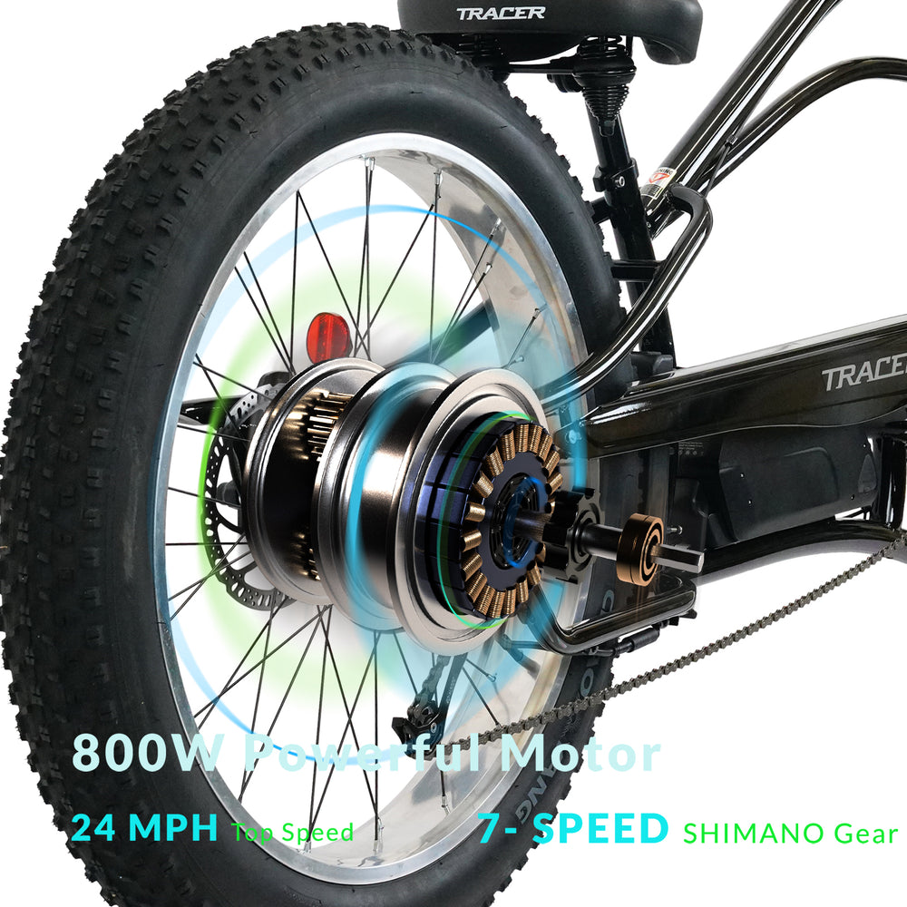 Tracer Tracker DS7 Electric Bike 26" 7 Speed Stretch with Classic Dual Springer Fork (EB-TRACKER DS7)