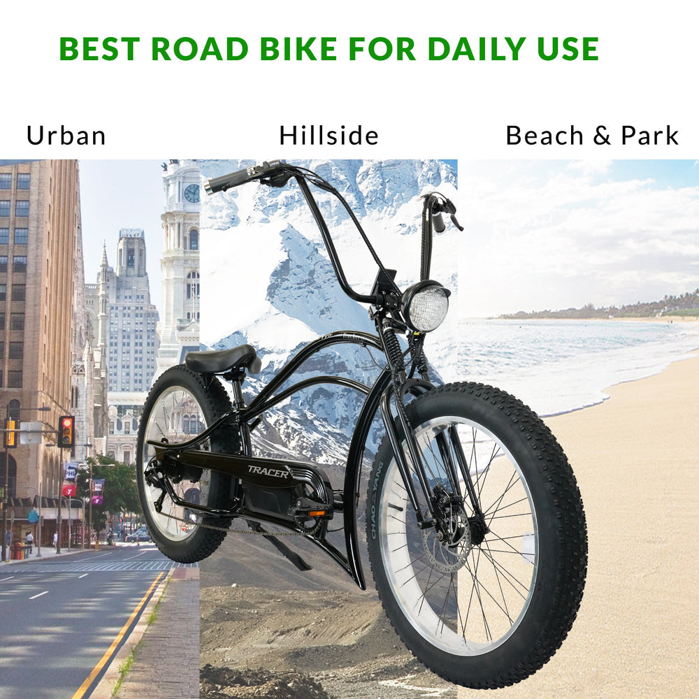 Tracer Tracker DS7 Electric Bike 26" 7 Speed Stretch with Classic Dual Springer Fork (EB-TRACKER DS7)
