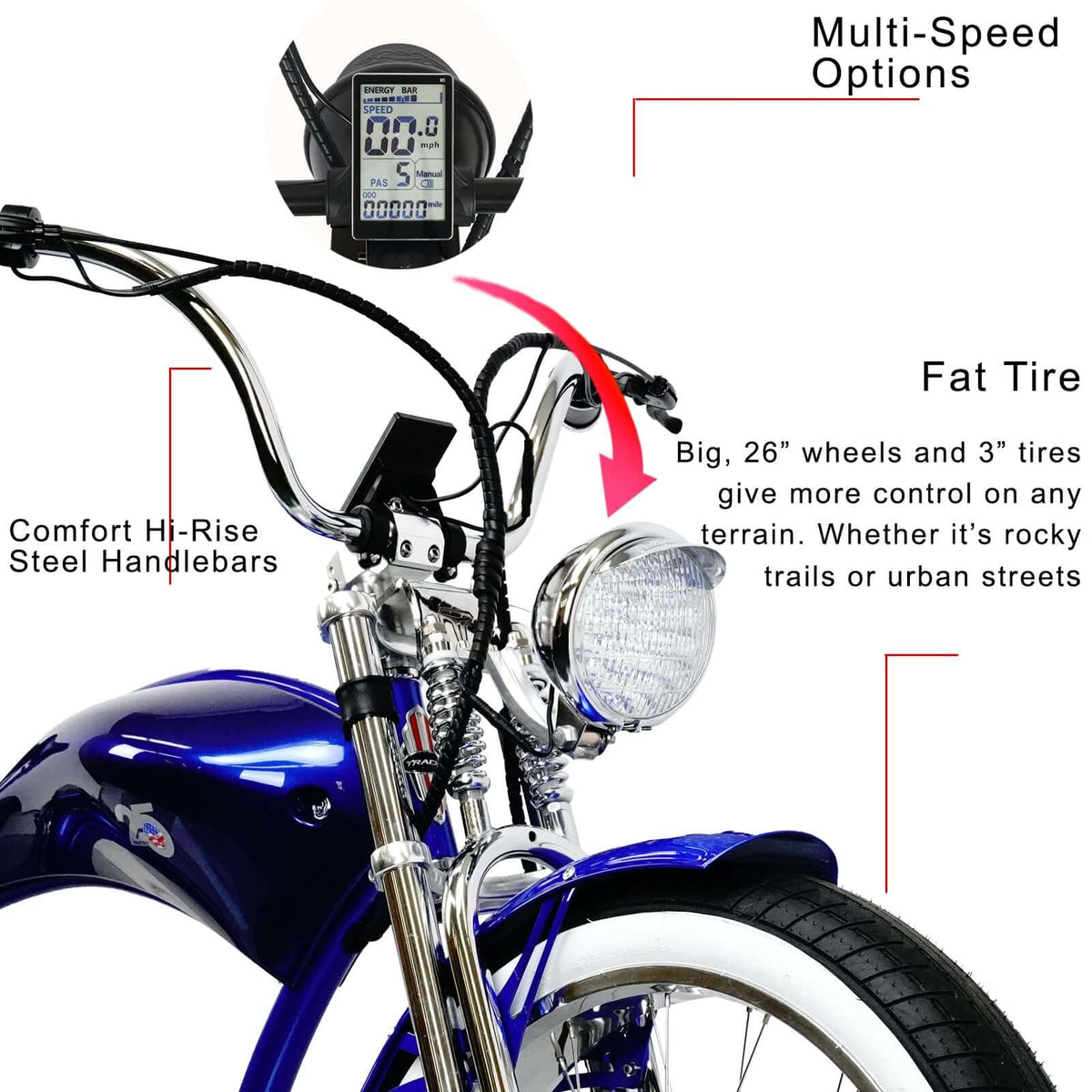 Tracer Twenty5 GTS Electric Bike 500W 26" Cruiser (EB-TWENTY5-GTS)