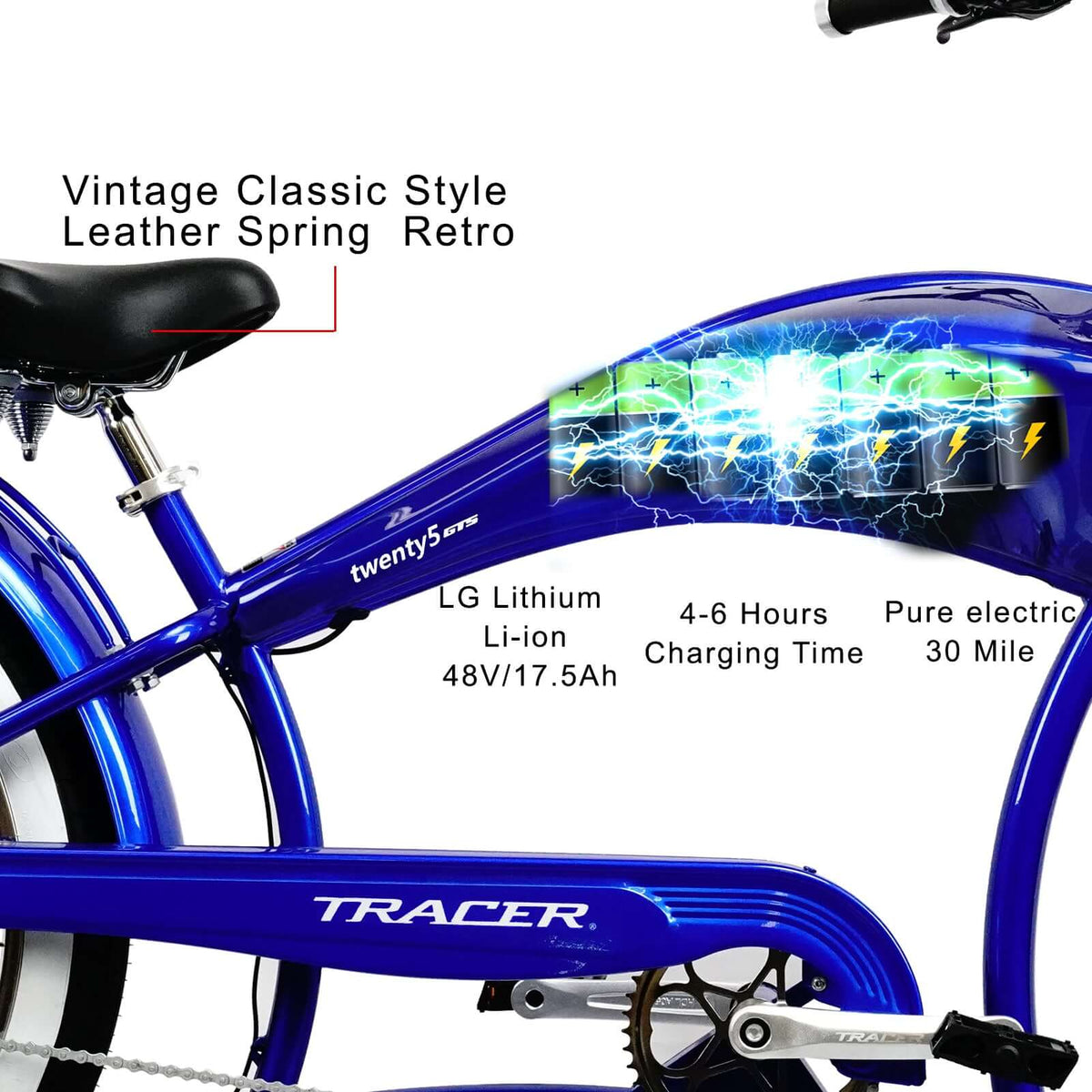 Tracer Twenty5 GTS Electric Bike 500W 26" Cruiser (EB-TWENTY5-GTS)