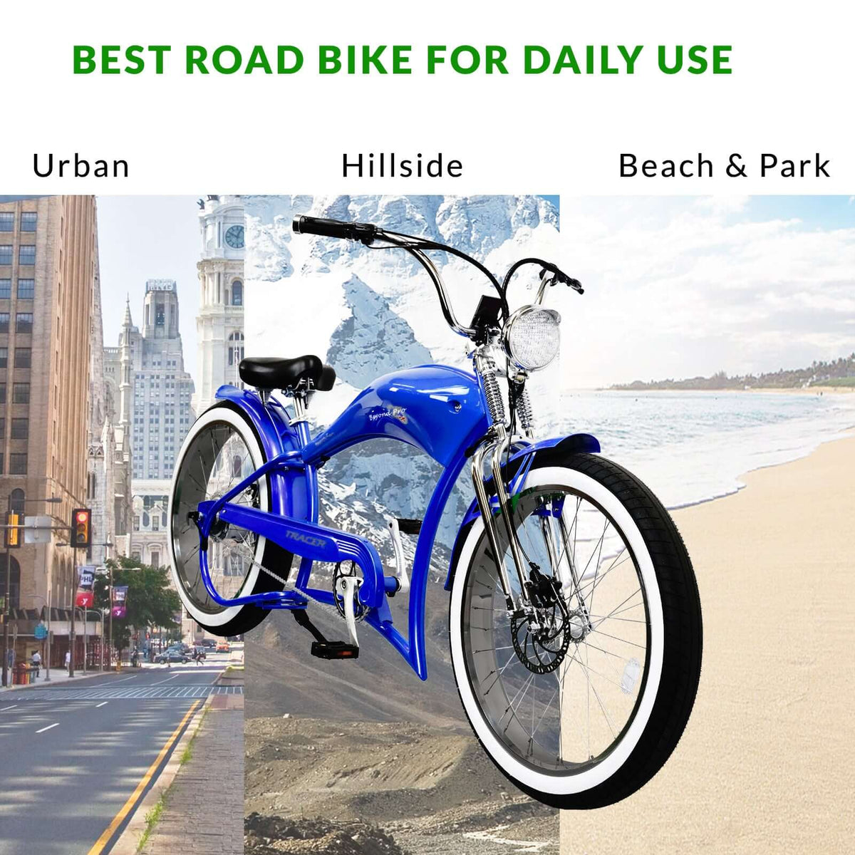 Tracer Twenty5 DS Electric Bikes 500W 26" Dual Springer Cruiser (EB-TWENTY5-DS)